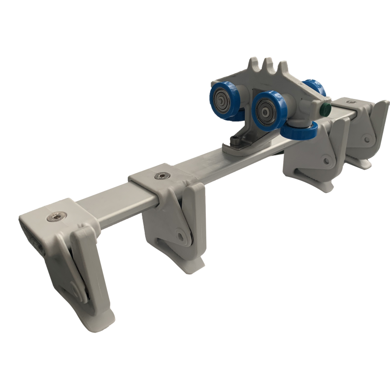 Complete and assembled clamp with high sliding carriage